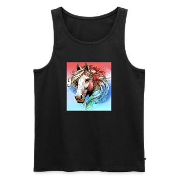 horse - Men's Premium Organic Tank Top - black - Front - AI Model Male 178 light (178cm)
