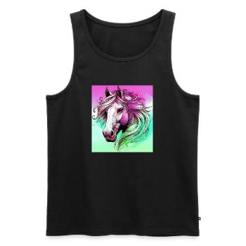 horse - Men's Premium Organic Tank Top - black - Front - AI Model Male 178 light (178cm)