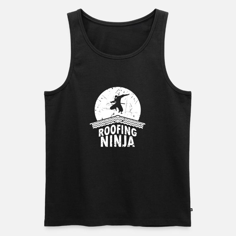 Dach-Ninja-Emblem - Männer Premium Bio Tank Top - Schwarz