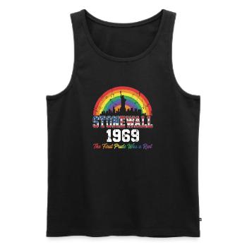 Mois de la fierté LGBT - Stonewall 1969 - Débardeur bio Premium Homme - noir - Devant - AI Model Male 178 light (178cm)