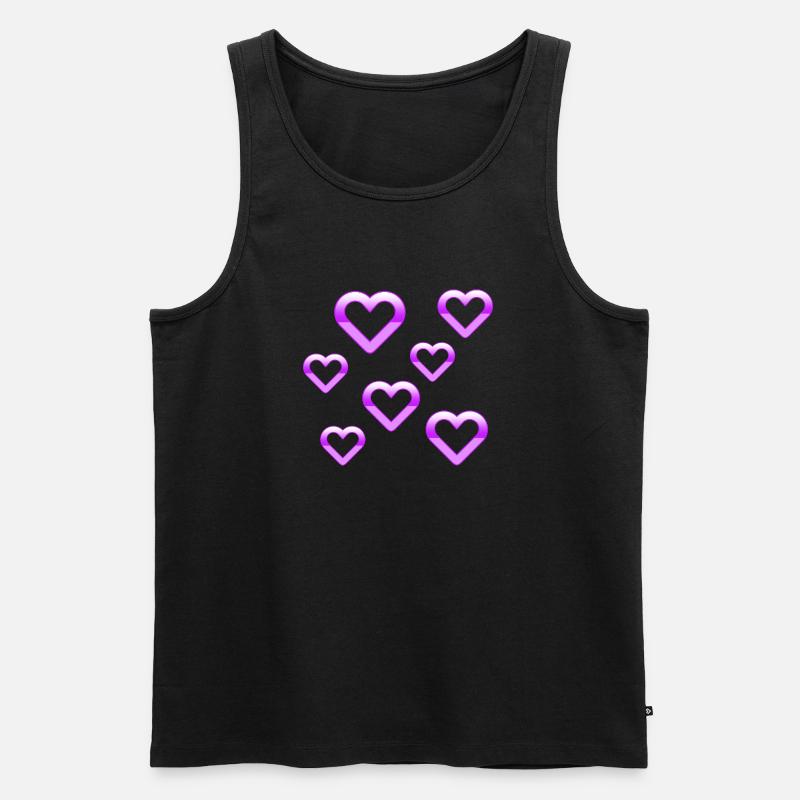 Herzen - Männer Premium Bio Tank Top - Schwarz