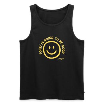 Yes Girl Smile Hand Drawing Yellow - today good - Men's Premium Organic Tank Top - black - Front - AI Model Male 178 light (178cm)