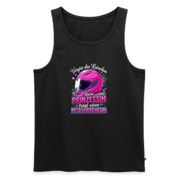 Motorrad Prinzessin Helm Biker Girl Spruch - Männer Premium Bio Tank Top - Schwarz - Vorne - Michal (187cm)