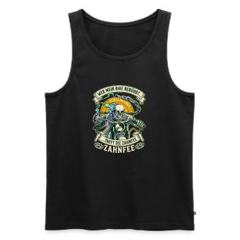 Motorrad Biker Totenkopf lustiger Spruch Zahnfee - Männer Premium Bio Tank Top - Schwarz - Vorne - Michal (187cm)