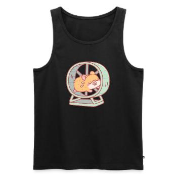 Cute Hamster Running on Wheel - Men's Premium Organic Tank Top - black - Front - AI Model Male 178 light (178cm)