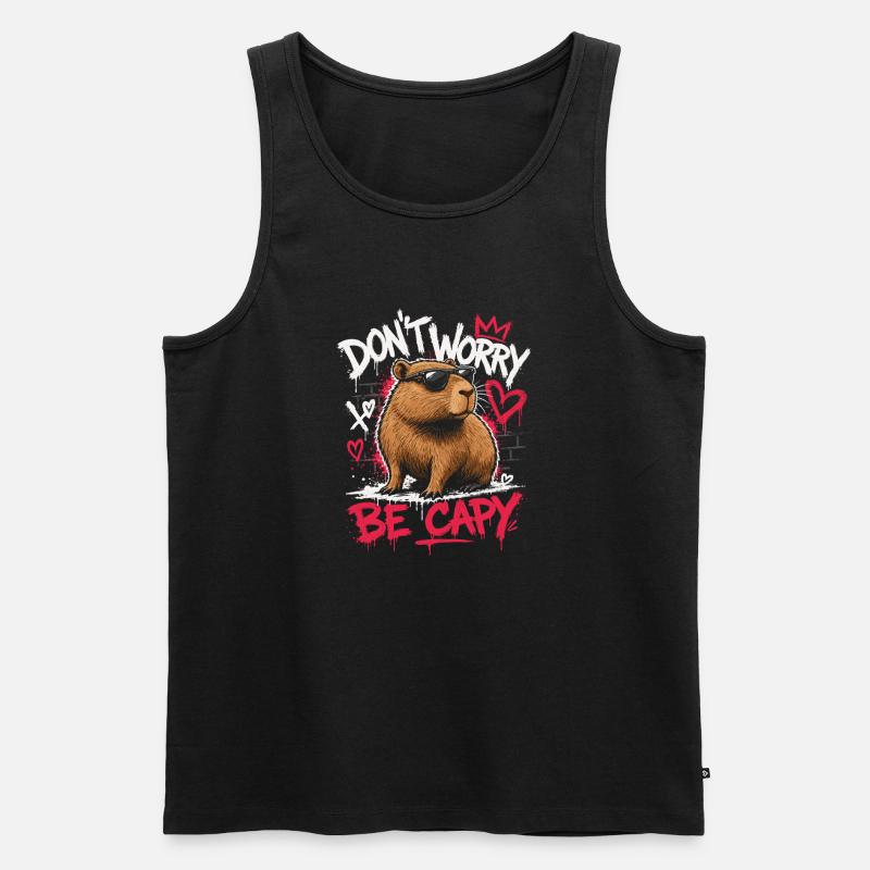 Don't Worry Be Capy - Männer Premium Bio Tank Top - Schwarz