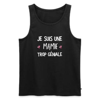 mamie géniale / cadeau humour mamie - Débardeur bio Premium Homme - noir - Devant - Michal (187cm)
