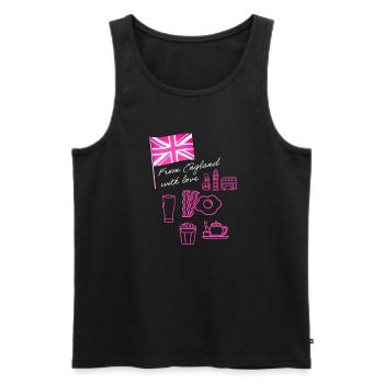 EXANGLIA (Pink + White Text) - Men's Premium Organic Tank Top - black - Front - AI Model Male 178 light (178cm)