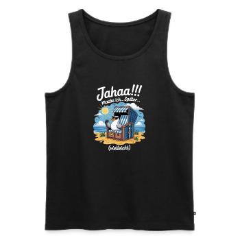  Jahaa mache ich spaeter vielleicht Moewe - Männer Premium Bio Tank Top - Schwarz - Vorne - AI Model Male 178 light (178cm)