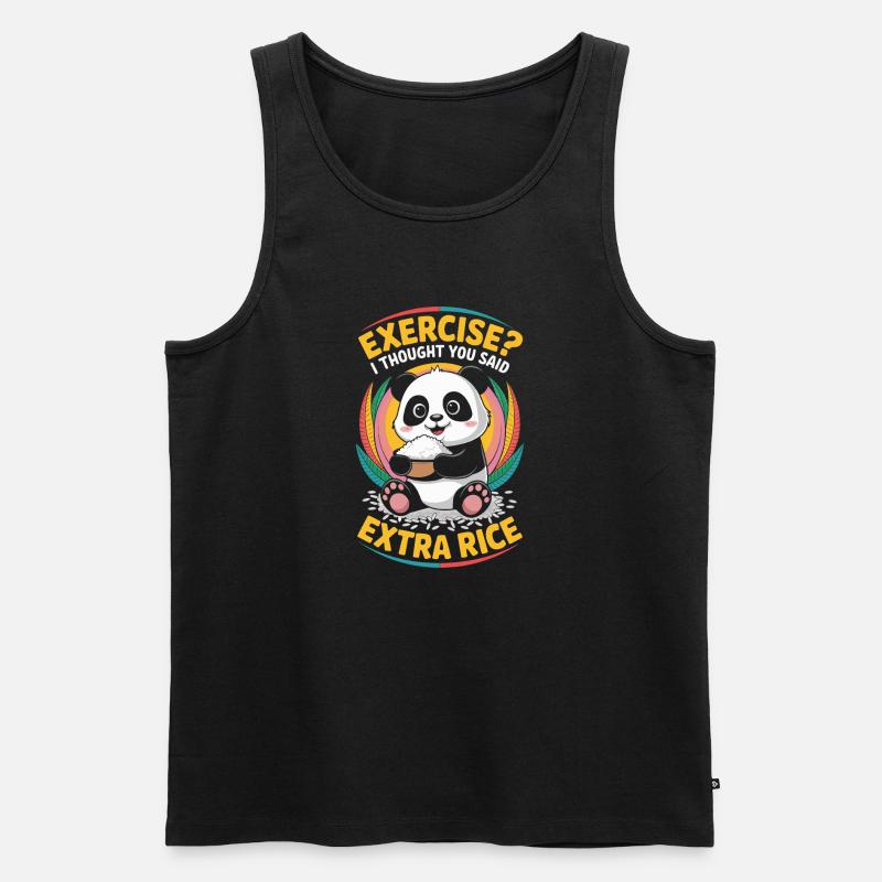 Panda Extra Rice Humor - Männer Premium Bio Tank Top - Schwarz