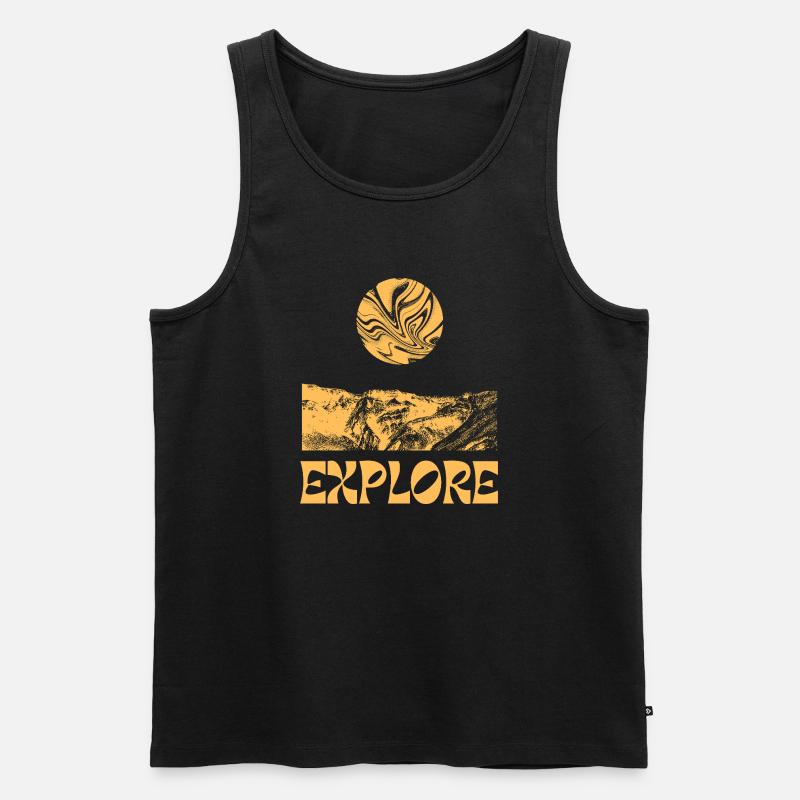 Entdecken Sie die Mountains Sun - Männer Premium Bio Tank Top - Schwarz