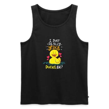 Ich mag Ducks wirklich OK Cartoon Duck - Männer Premium Bio Tank Top - Schwarz - Vorne - Michal (187cm)