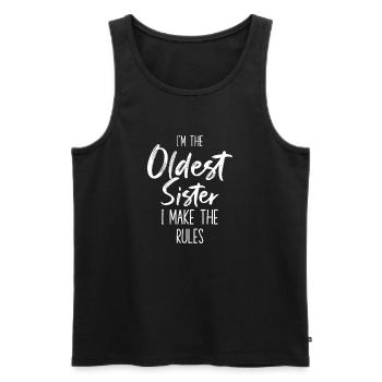 Älteste Schwester regelt Zitat-Tee - Männer Premium Bio Tank Top - Schwarz - Vorne - Michal (187cm)