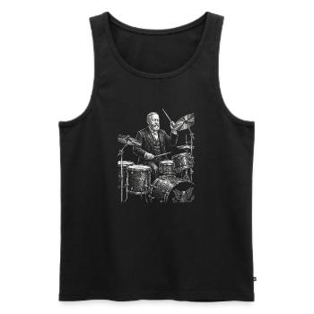 Benjamin Harrison plays drums - Men's Premium Organic Tank Top - black - Front - AI Model Male 178 light (178cm)