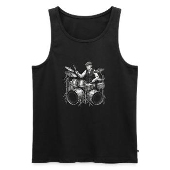 Calvin Coolidge plays drums - Men's Premium Organic Tank Top - black - Front - AI Model Male 178 light (178cm)