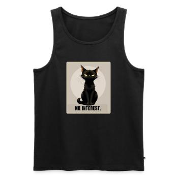 NO INTEREST Sarcastic Black Cat Design - Männer Premium Bio Tank Top - Schwarz - Vorne - Michal (187cm)