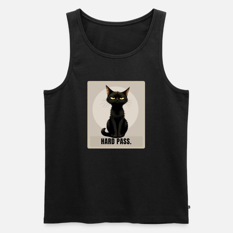HARD PASS Sarcastic Black Cat Design - Männer Premium Bio Tank Top - Schwarz