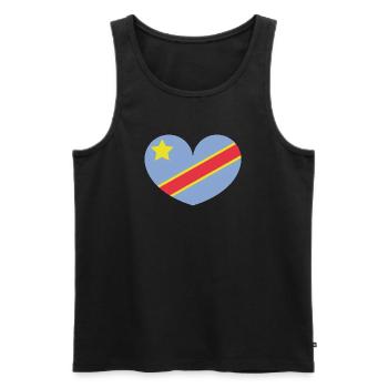 Kongo-Herzflagge - Männer Premium Bio Tank Top - Schwarz - Vorne - AI Model Male 178 light (178cm)