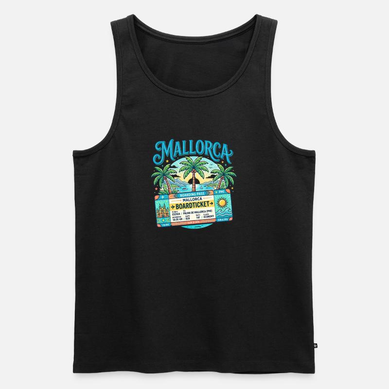 Mallorca Boarding Pass – Sommer Urlaub - Männer Premium Bio Tank Top - Schwarz