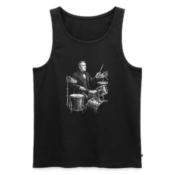 William Henry Harrison plays drums - Men's Premium Organic Tank Top - black - Front - AI Model Male 178 light (178cm)