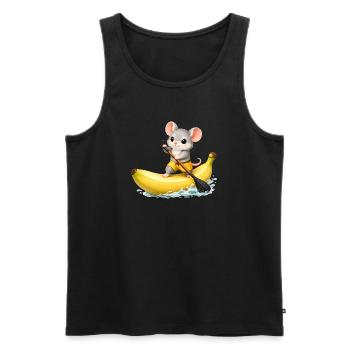 Süße Maus auf Banane SUP Kawaii Motiv - Männer Premium Bio Tank Top - Schwarz - Vorne - AI Model Male 178 light (178cm)