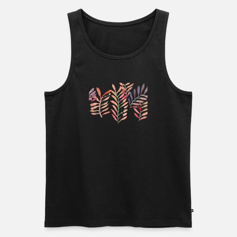 Wasserfarben Blätter, rot - Männer Premium Bio Tank Top - Schwarz