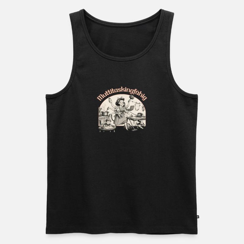 Multitasking? Nein. Muttitasking - Chaos? Läuft! - Männer Premium Bio Tank Top - Schwarz