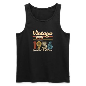 70th anniversary - Men's Premium Organic Tank Top - black - Front - Michal (187cm)
