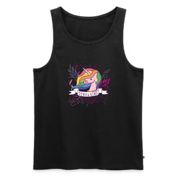 Schulkind Unicorn Regenbogen  - Männer Premium Bio Tank Top - Schwarz - Vorne - AI Model Male 178 light (178cm)