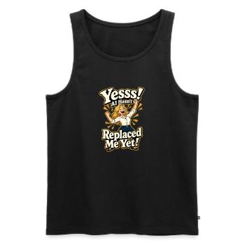 AI hasn't replaced me yet - Men's Premium Organic Tank Top - black - Front - Michal (187cm)