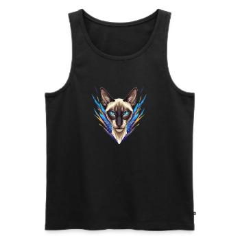 Siamkatze Neon-Stil - Männer Premium Bio Tank Top - Schwarz - Vorne - Michal (187cm)