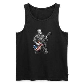 Theodore Roosevelt Guitarist with Flags Guitar - Men's Premium Organic Tank Top - black - Front - AI Model Male 178 light (178cm)