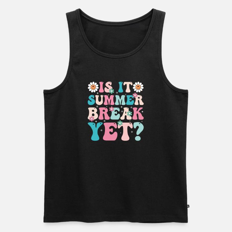 Sommerpause Retro-Blumen Schriftzug - Männer Premium Bio Tank Top - Schwarz
