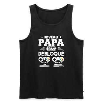 Niveau Papa Débloqué Futur Père 2027 Papa Cadeau - Débardeur bio Premium Homme - noir - Devant - Michal (187cm)