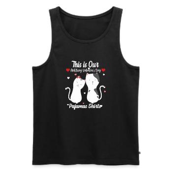 T-shirts de pyjama du couple de chats de la Saint-Valentin - Débardeur bio Premium Homme - noir - Devant - Michal (187cm)