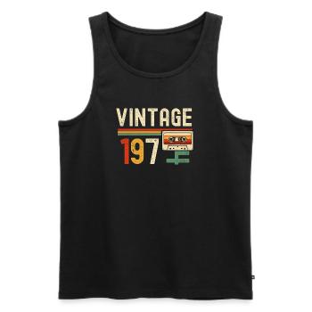 VINTAGE 1970 Cassette Bandes - Débardeur bio Premium Homme - noir - Devant - Michal (187cm)