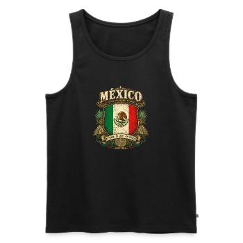 Mexiko Wappen Vintage Flaggenkunst - Männer Premium Bio Tank Top - Schwarz - Vorne - Michal (187cm)