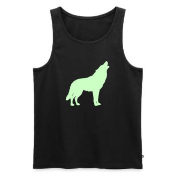 Wolfsilhouette Neon Grün - Männer Premium Bio Tank Top - Schwarz - Vorne - AI Model Male 178 light (178cm)
