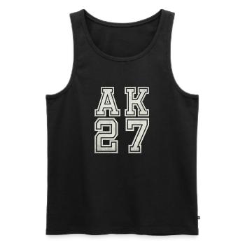 AK 27 - Men's Premium Organic Tank Top - black - Front - AI Model Male 178 light (178cm)