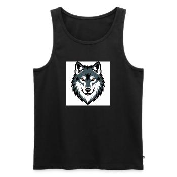 Wolf Graphic Emblem - Men's Premium Organic Tank Top - black - Front - AI Model Male 178 light (178cm)