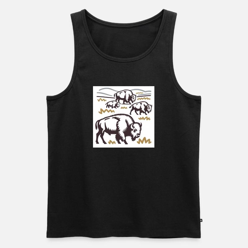 Bisonherde auf der Steppe - Männer Premium Bio Tank Top - Schwarz