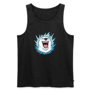 Lachender Eisbär im Blauen Blitz - Männer Premium Bio Tank Top - Schwarz - Vorne - AI Model Male 178 light (178cm)