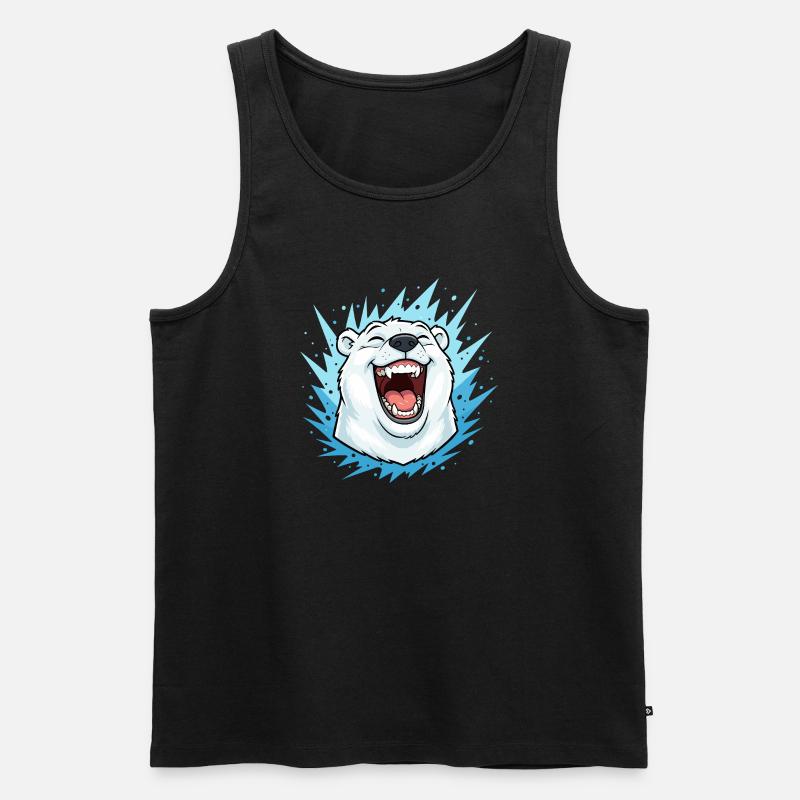 Lachender Eisbär im Blauen Blitz - Männer Premium Bio Tank Top - Schwarz