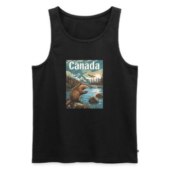  Naturwunder Kanada Landschaft Am See Mit Biber - Männer Premium Bio Tank Top - Schwarz - Vorne - Michal (187cm)