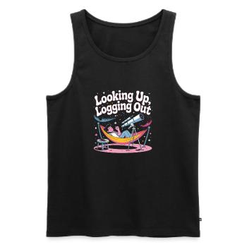 Hochschauen offline | Sternengucker - Männer Premium Bio Tank Top - Schwarz - Vorne - AI Model Male 178 light (178cm)
