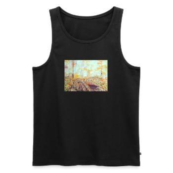 Paysage aquarelle forestier automne - Débardeur bio Premium Homme - noir - Devant - Michal (187cm)