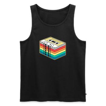 Vibrant Rainbow Cassette Tape - Men's Premium Organic Tank Top - black - Front - Michal (187cm)