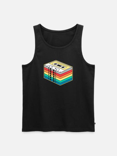 Vibrant Rainbow Kassette - Männer Premium Bio Tank Top - Schwarz