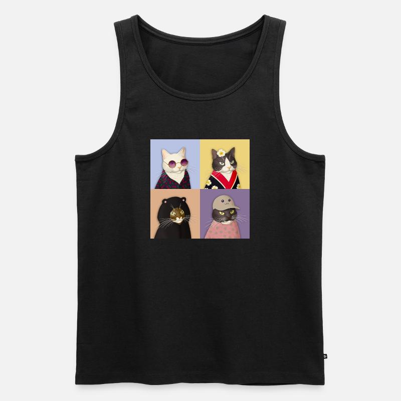 Cat Couture Quartett - Männer Premium Bio Tank Top - Schwarz