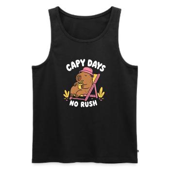 Capy Days No Rush Capybara - Männer Premium Bio Tank Top - Schwarz - Vorne - Michal (187cm)